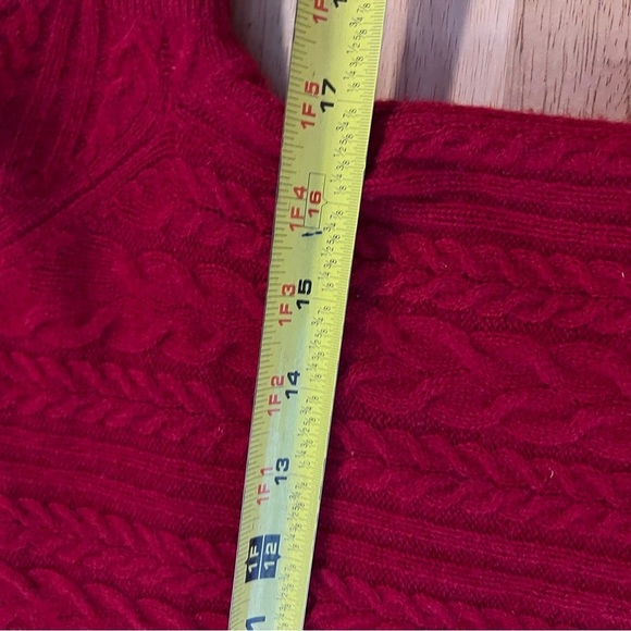 Vertical Design Red 100% Cashmere Cardigan Sweater Size Medium With Buttons - Picture 12 of 15